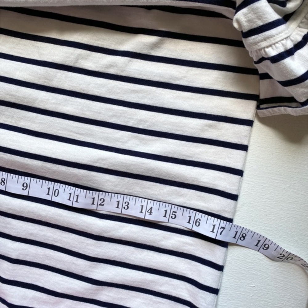 J. Crew Black and Ivory striped ruffle bell sleeve shift‎ dress - Picture 8 of 10